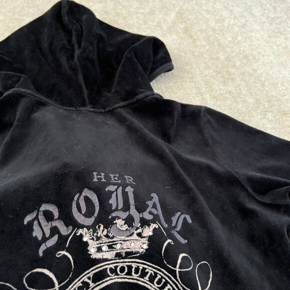 Juicy Couture Velour Zip Up Hoodie Track Jacket M Black - Picture 11 of 13
